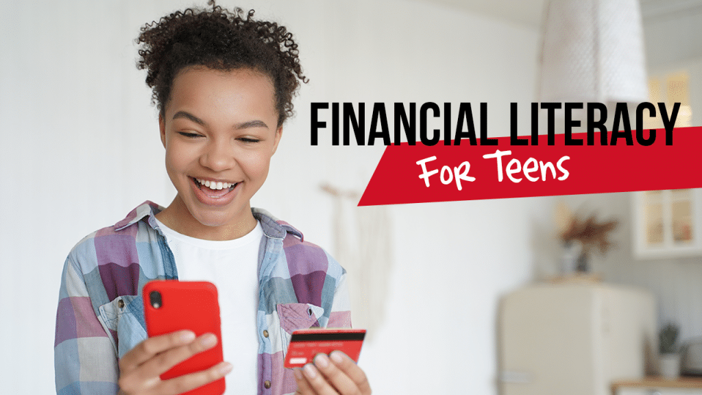 Financial Literacy for Teens. A young woman looking confident as she manages her money through mobile banking and by accessing her Club Ignite account.