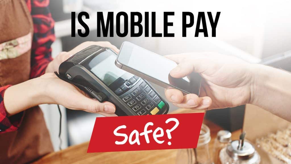 Is mobile pay safe? Image of a person paying with a digital banking app on their phone.