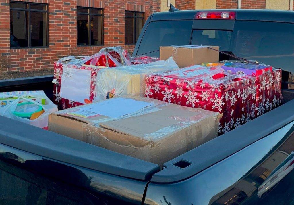 A truck loaded up with Adopt A Family gifts.