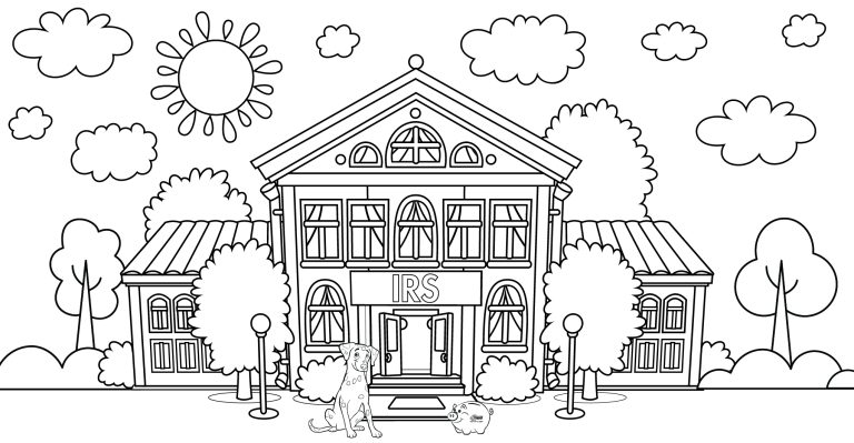 A coloring page related to taxes