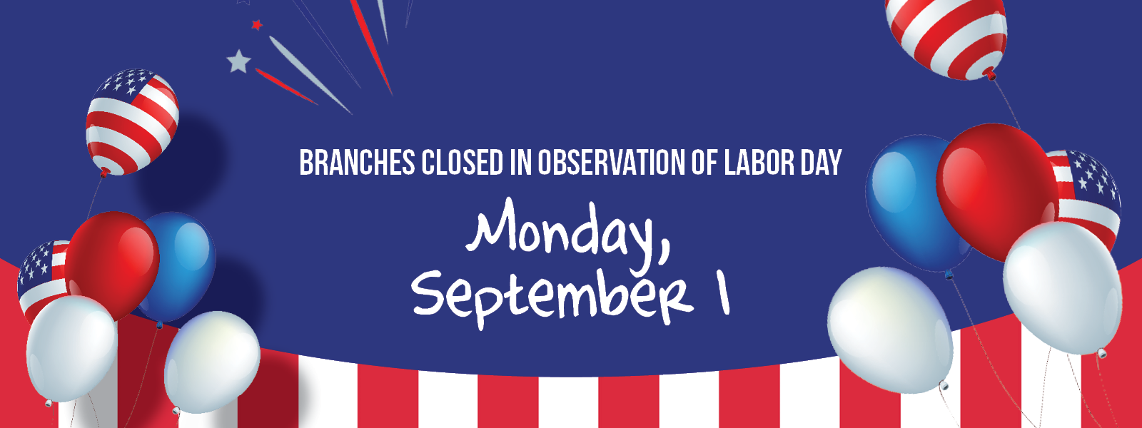 Branches closed in observation of Labor Day on Sep 1, 2025
