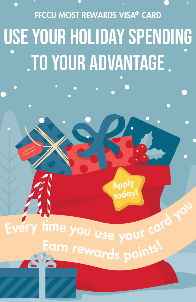 Most Rewards Holiday 2025 Website Mobile Get the most rewards on your holiday spending with a Most Rewards VISA card. Image of holiday gifts.