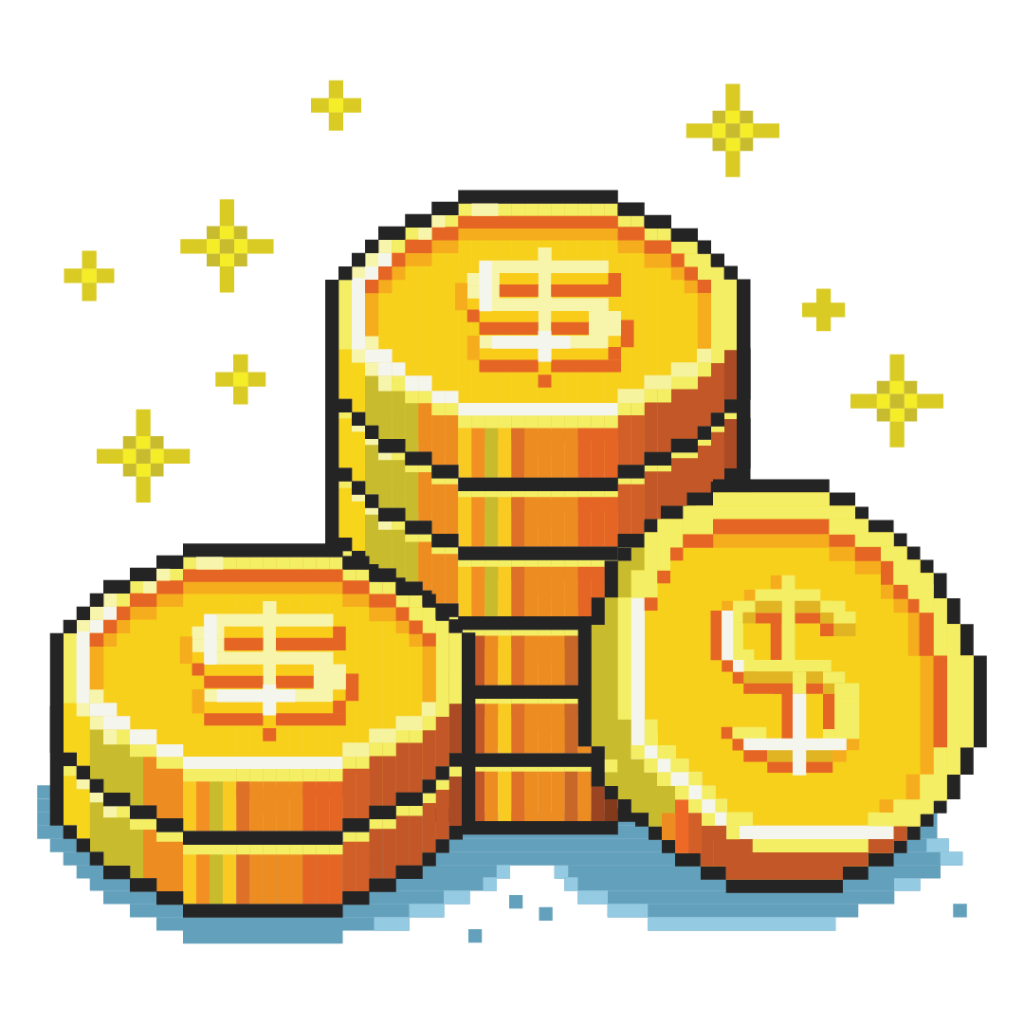 Round up and Level Up with a Round Up Account! FFCCU special savings account that rounds up to the nearest dollar, teleporting your remainder into a special 3.00% APY savings account. Terms and conditions apply. Image of an 8 bit coins