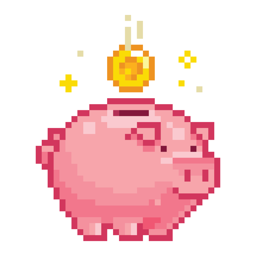 Round up and Level Up with a Round Up Account! FFCCU special savings account that rounds up to the nearest dollar, teleporting your remainder into a special 3.00% APY savings account. Terms and conditions apply. Image of an 8 bit piggy bank