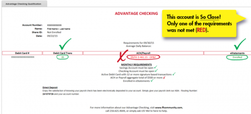 Advantage Checking Status in Online Banking